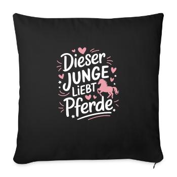 Reiten Reiterin Pferde Jungen Pferdeliebhaber - Sofakissenbezug 45 x 45 cm - Schwarz - Vorne
