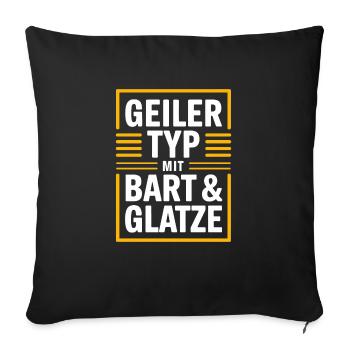 Typ mit Bart und Glatze, Männer Haarausfall Glatze - Sofakissenbezug 45 x 45 cm - Schwarz - Vorne
