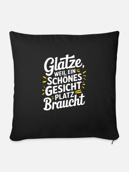 Frisur Glatze Haarausfall, Lustiges Glatzenträger - Sofakissenbezug 45 x 45 cm - Schwarz