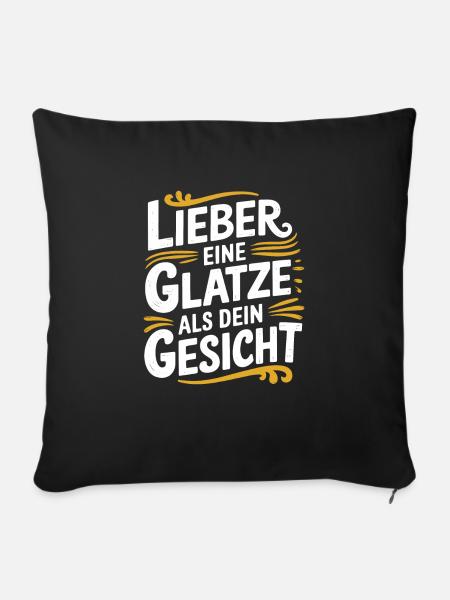 Glatze Frisur Haarausfall, Glatzenträger - Sofakissenbezug 45 x 45 cm - Schwarz