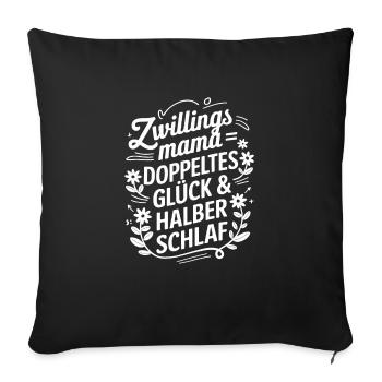 Zwillingsmutter Twin Mom Mama von Zwillingen - Sofakissenbezug 45 x 45 cm - Schwarz - Vorne