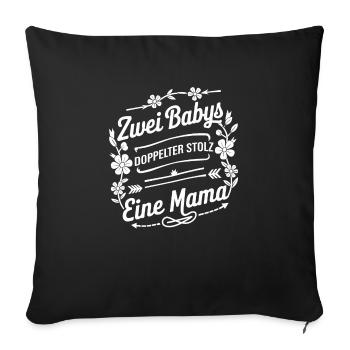 Twin Mom Zwillingsmutter Mama von Zwillingen - Sofakissenbezug 45 x 45 cm - Schwarz - Vorne