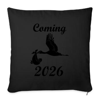 Announcement 2026 Stork Baby - Sofa pillowcase 17,3'' x 17,3'' (45 x 45 cm) - black - Front