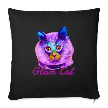 glam chat, chat, rose, glamour, louche - Housse de coussin décorative 45 x 45 cm - noir - Devant