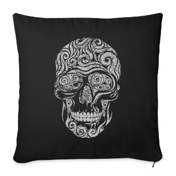 Swirly Skull (grau) - Sofakissenbezug 45 x 45 cm - Schwarz - Vorne