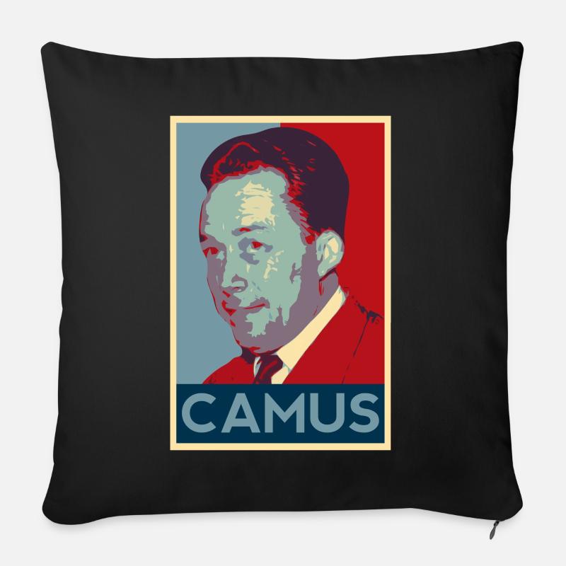 Camicia Albert Camus - Copricuscino per divano, 45 x 45 cm - nero