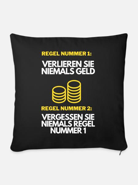 Investment Regeln / Investment, Trading Motiv - Sofakissenbezug 45 x 45 cm - Schwarz