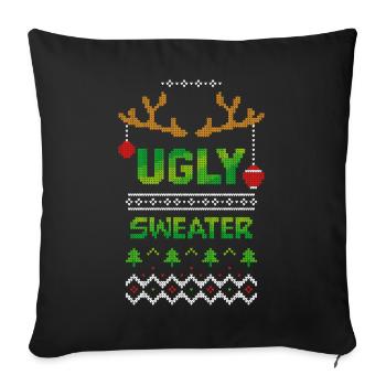 ugly christmas sweater weihnachten - Sofakissenbezug 45 x 45 cm - Schwarz - Vorne