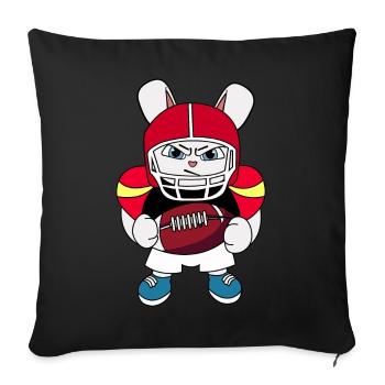 American Football Kids Rabbit I Funny Animals | S - Sofa pillowcase 17,3'' x 17,3'' (45 x 45 cm) - black - Front