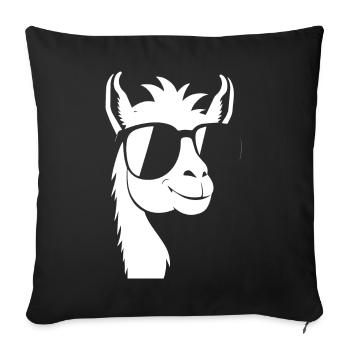 Lustiges Alpaka mit Sonnenbrille Coole Alpakas - Sofakissenbezug 45 x 45 cm - Schwarz - Vorne