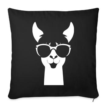 Lustiges Lama mit Sonnenbrille Coole Lamas - Sofakissenbezug 45 x 45 cm - Schwarz - Vorne