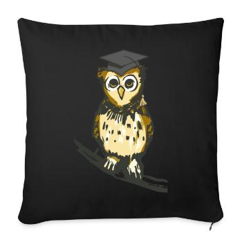 Owl Teacher Wise Wise Wisdom Clever Woodland Animals - Sofa pillowcase 17,3'' x 17,3'' (45 x 45 cm) - black - Front