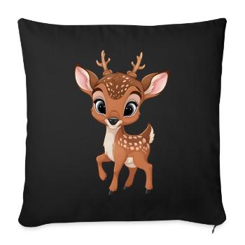 Adorable bébé cerf illustration - Housse de coussin décorative 45 x 45 cm - noir - Devant