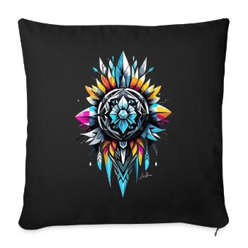 Symbole géométrique tribal - Housse de coussin décorative 45 x 45 cm - noir - Devant