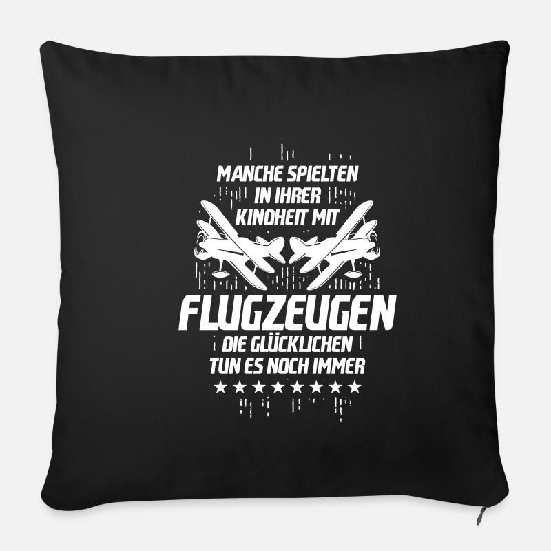 Kindheit Modellflugzeug - Modellbauer - Sofakissenbezug 45 x 45 cm - Schwarz