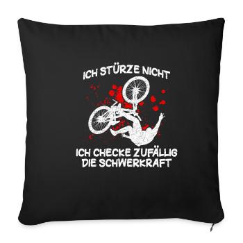 Ich stürze nicht - Mountainbike - Sofakissenbezug 45 x 45 cm - Schwarz - Vorne