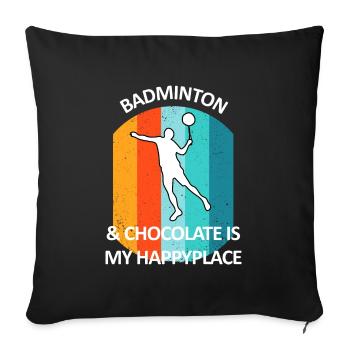 Badminton Badminton Badminton Player Chocolat - Housse de coussin décorative 45 x 45 cm - noir - Devant