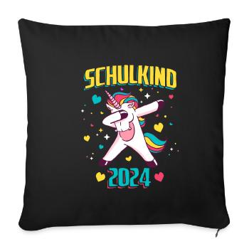 Inscription à l’école Licorne 2023 - Housse de coussin décorative 45 x 45 cm - noir - Devant