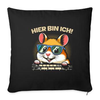 Here I am! Hamster - Sofa pillowcase 17,3'' x 17,3'' (45 x 45 cm) - black - Front