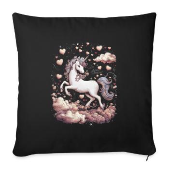 Magical Unicorn with Hearts - Sofa pillowcase 17,3'' x 17,3'' (45 x 45 cm) - black - Front