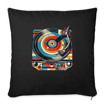 retro record player music lp vinyl record old - Sofa pillowcase 17,3'' x 17,3'' (45 x 45 cm) - black - Front