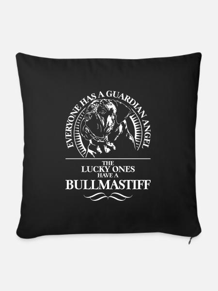 BULLMASTIFF Guardian Angel Hunde Spruch WILSIGNS - Sofakissenbezug 45 x 45 cm - Schwarz