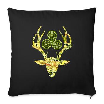 hirschkopf avec triskele e 277 - Housse de coussin décorative 45 x 45 cm - noir - Devant