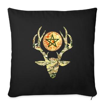tête de cerf avec pentagramme e 277 - Housse de coussin décorative 45 x 45 cm - noir - Devant