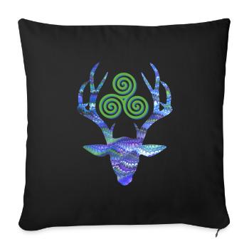 Deer Head with Triskele E 103 - Sofa pillowcase 17,3'' x 17,3'' (45 x 45 cm) - black - Front