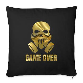 GAME OVER - skull with in gold, - Sofa pillowcase 17,3'' x 17,3'' (45 x 45 cm) - black - Front