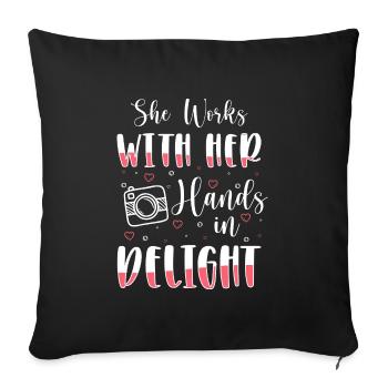 Photographer Photographer SLR motif - Sofa pillowcase 17,3'' x 17,3'' (45 x 45 cm) - black - Front