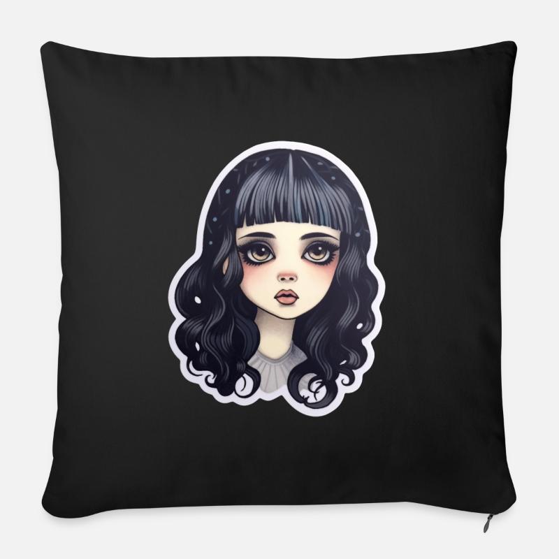 Süßes Goth Girl Gothic Mystisch - Sofakissenbezug 45 x 45 cm - Schwarz