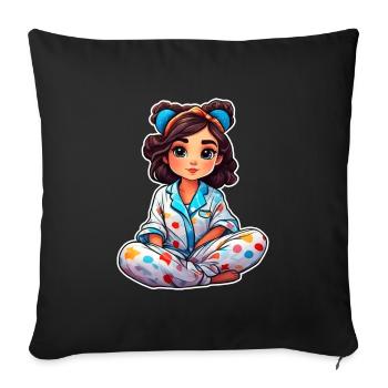 Cute anime girl in pajamas - Sofa pillowcase 17,3'' x 17,3'' (45 x 45 cm) - black - Front