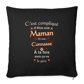 Maman connassse, cadeau fête des mères, humour - Housse de coussin décorative 45 x 45 cm - noir - Devant