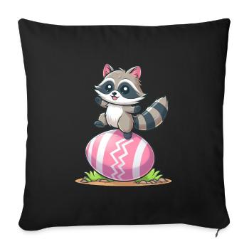 Easter Raccoon Easter Egg - Sofa pillowcase 17,3'' x 17,3'' (45 x 45 cm) - black - Front
