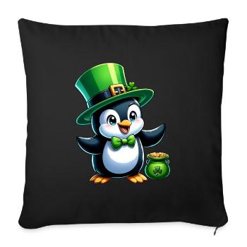 St. Patrick's Day Pinguin: Niedliches - Sofakissenbezug 45 x 45 cm - Schwarz - Vorne