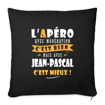 Jean-Pascal Apero Humour personnalisé jean pascal - Housse de coussin décorative 45 x 45 cm - noir - Devant