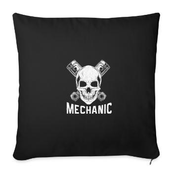 Mechanic - Mechanic Skull T Shirt Design - Sofa pillowcase 17,3'' x 17,3'' (45 x 45 cm) - black - Front