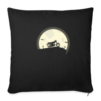 Conception de chemise lune cyclomoteur silhouette à deux roues - Housse de coussin décorative 45 x 45 cm - noir - Devant