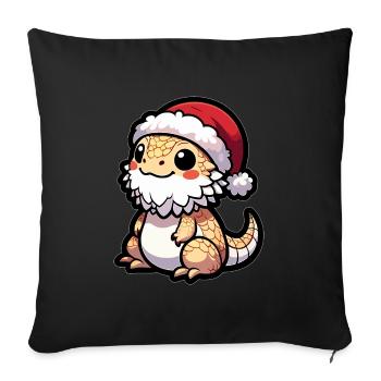 Mignon dragon barbu Noël - Housse de coussin décorative 45 x 45 cm - noir - Devant