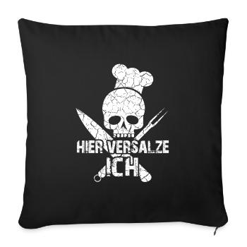 BBQ | Grillen | Funny Skull BBQ | Smoker - Sofakissenbezug 45 x 45 cm - Schwarz - Vorne