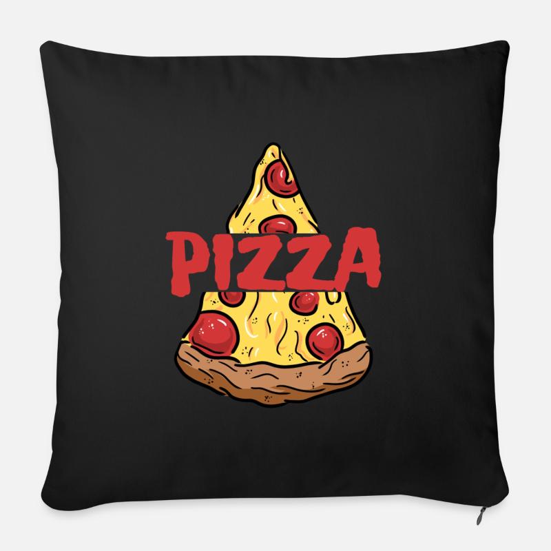 Pizza & Pizza Anteil - Sofakissenbezug 45 x 45 cm - Schwarz