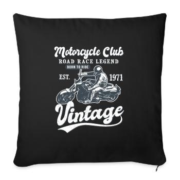 Motorcycle born in 1971 birthday Biker 51 years - Sofa pillowcase 17,3'' x 17,3'' (45 x 45 cm) - black - Front