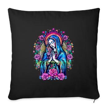 Praying Saint Mary Roses Religion Christianity - Sofa pillowcase 17,3'' x 17,3'' (45 x 45 cm) - black - Front