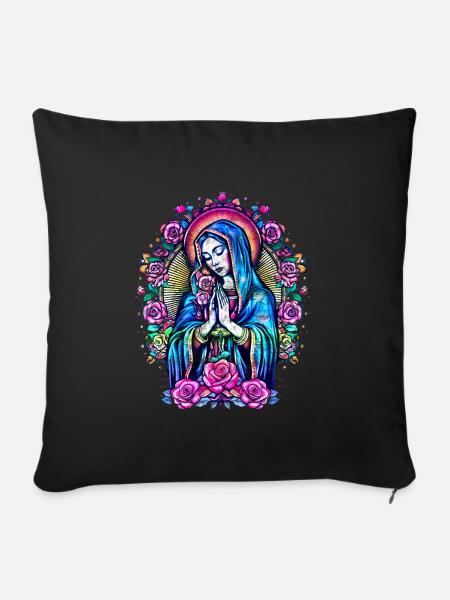 Betende Heilige Maria Rosen Religion Christentum - Sofakissenbezug 45 x 45 cm - Schwarz