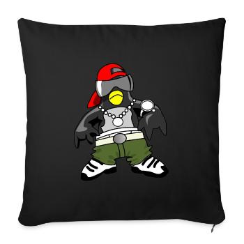 Pinguin Gangsta Rapper - Sofakissenbezug 45 x 45 cm - Schwarz - Vorne