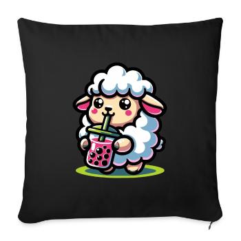 Bubble Tea Mouton Boba Tea Kawaii Cadeau - Housse de coussin décorative 45 x 45 cm - noir - Devant