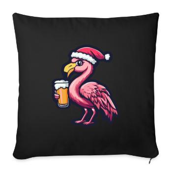 Flamingo Weihnachten Bier Lustig - Sofakissenbezug 45 x 45 cm - Schwarz - Vorne