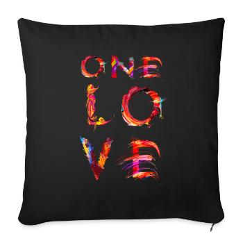 One Love for unity and peace - Sofa pillowcase 17,3'' x 17,3'' (45 x 45 cm) - black - Front