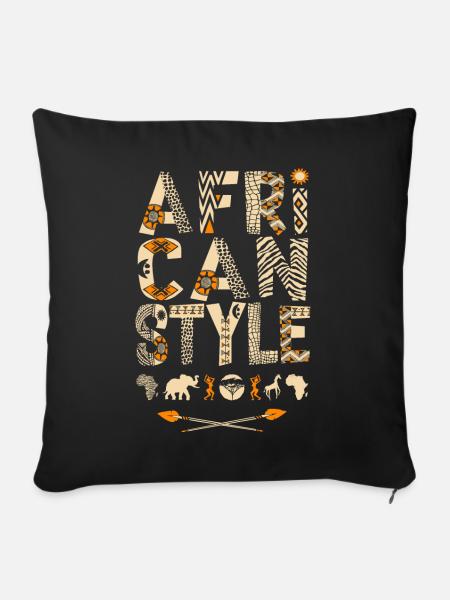 African style - mode motif africain, Afrique - Housse de coussin décorative 45 x 45 cm - noir